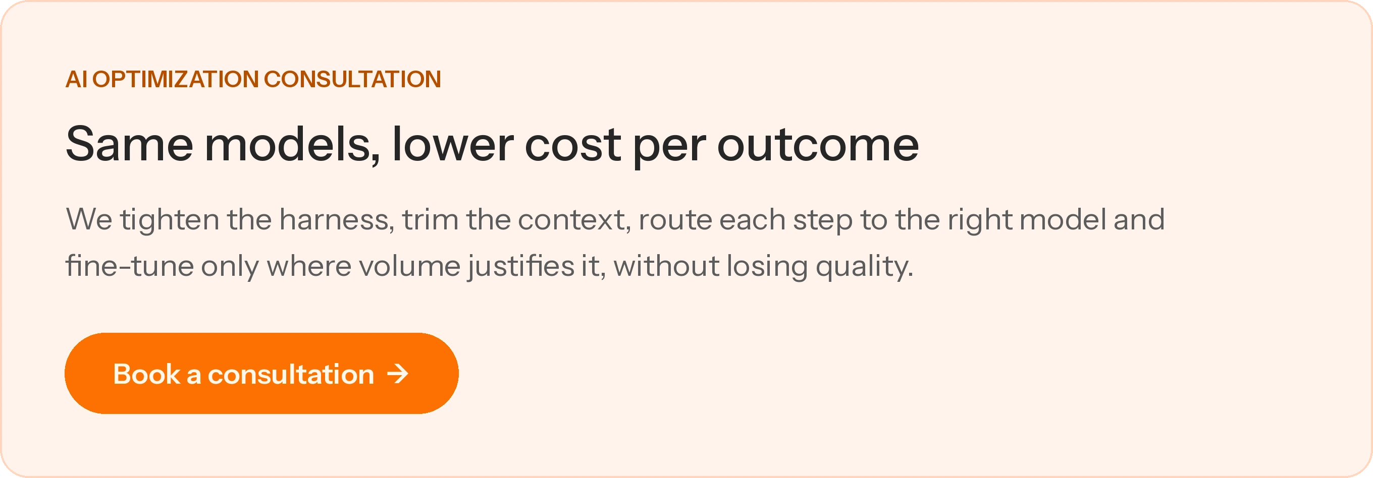 Same models, lower cost per outcome. Book an AI optimization consultation with Madhi AI